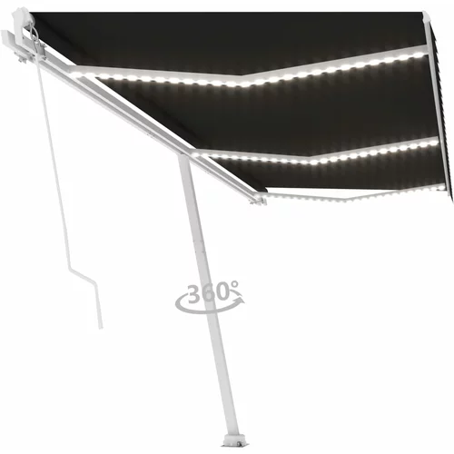 vidaXL Ročno zložljiva tenda z LED lučmi 600x350 cm antracitna, (20728565)
