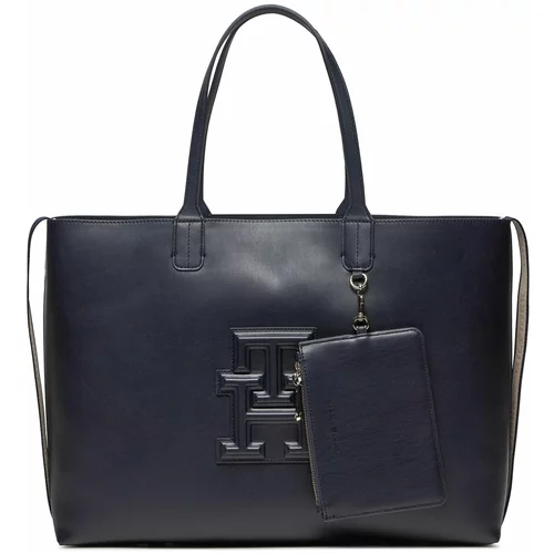 Tommy Hilfiger Ročna torba Iconic Tommy Tote AW0AW15687 Space Blue DW6