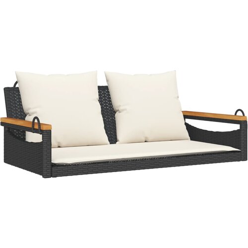 vidaXL gugalna klop z blazinami črna 109x62x40 cm poli ratan, (21208255) Cene