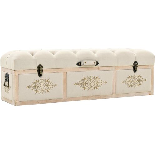 The Living Store Klop s prostorom za shranjevanje 110 cm krem borovina in blago - Klop S Prostorom Za Shranjevanje, (21486055) Slike