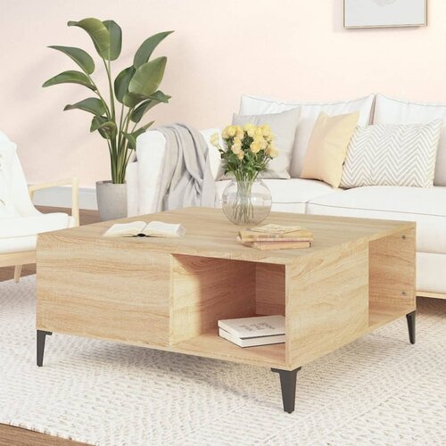 Stolić za kavu boja hrasta 80x80x36,5 cm konstruirano drvo Cijene