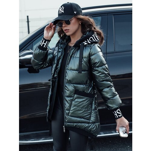 DStreet Kurtka przejściowa damska pikowana z kapturem FASHION CHIC zielona Slike