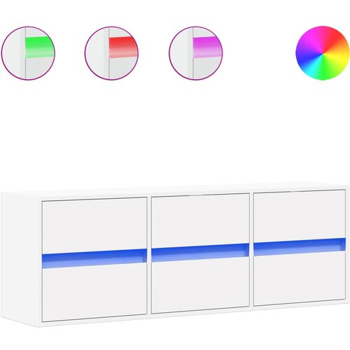 Maison Chic Stenska TV omarica - TV stojalo - Televizijska omarica z LED lučkami bela 130x31x45 cm, (21699812) Slike