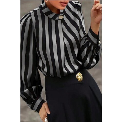 Fenzy Elegantna Bluza S Prugastim Printom, Sivo/Crna Slike