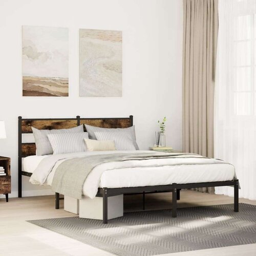 Metalni okvir kreveta bez madraca boja hrasta 135x190 cm Slike