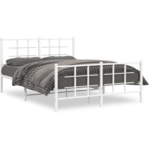 Metalni okvir kreveta uzglavlje i podnožje bijeli 135 x 190 cm Cijene