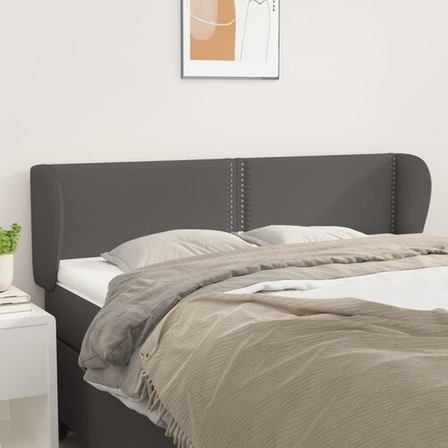 VidaXL Vzglavje z u&amp;scaron;esi siv 147x23x78/88 cm umetno usnje Slike