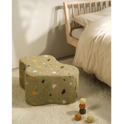Wigiwama zeleni dječji tabure od boucl&amp;eacute; tkanine/od &amp;scaron;enila terrazzo cloud Slike