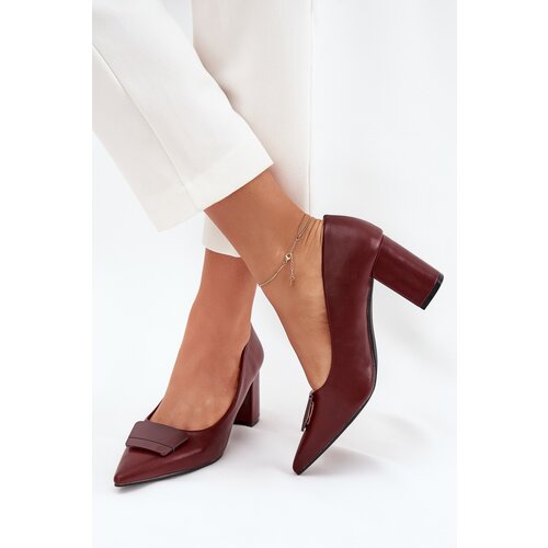 Boto Block Heels With Decoration Burgundy Celira Cene