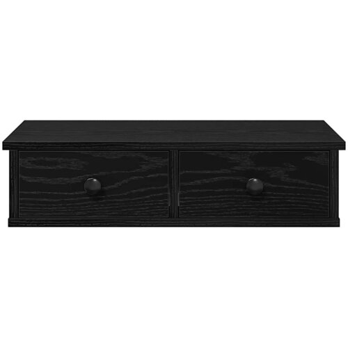 Zidna polica s ladicama crna 60x28x15 cm izrađeno drvo Slike