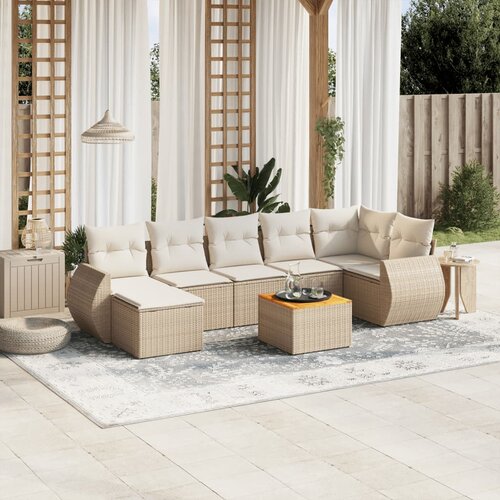vidaXL 8-dijelni set vrtnih sofa od poliratana s jastucima bež Cijene