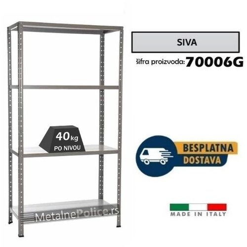  Polica metal-metal 140x60x30cm, 4x40kg Siva - vijak Cene