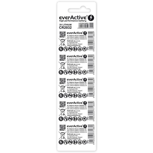 EverActive Lithium batteries CR2032 - blister 5 pcs Slike