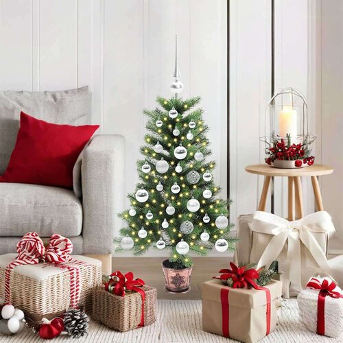 vidaXL Božično drevo med 150 LED z stojalom Zelena 90 cm PE Cene