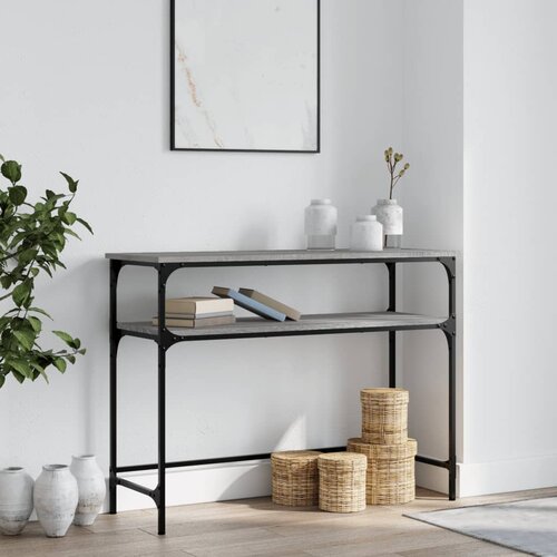  Konzolni stol siva boja hrasta 100x35,5x75 cm konstruirano drvo Slike