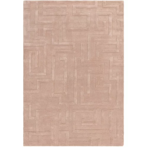 Asiatic Carpets Svetlo rožnata volnena preproga 160x230 cm Maze –