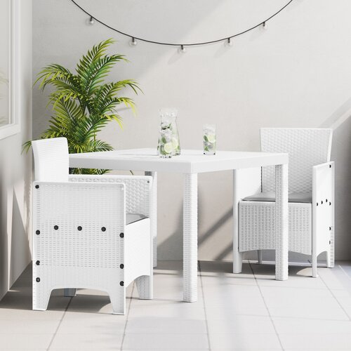 VidaXL 3-dijelni set za objedovanje u vrtu s jastučićima Bijeli poli rattan Slike