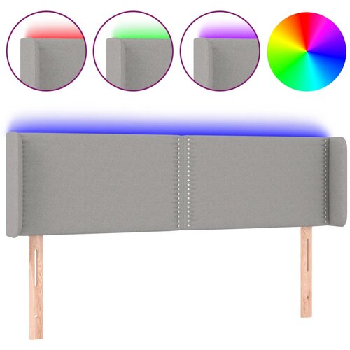 Maison Chic led posteljno vzglavje - vzglavna omarica - nočna omarica svetlo sivo 147x16x78/88 cm blago, (21707926) Slike