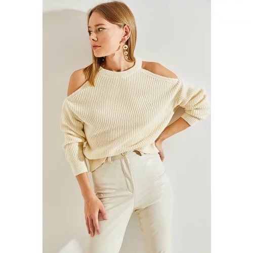 Bianco Lucci Women's Open-Shoulder Knitwear Sweater