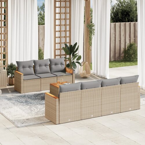 vidaXL 8-dijelni set vrtnih sofa od poliratana s jastucima bež Cijene