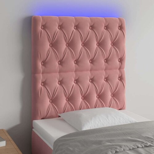 vidaXL LED uzglavlje ružičasto 80x7x118/128 cm baršunasto Cene