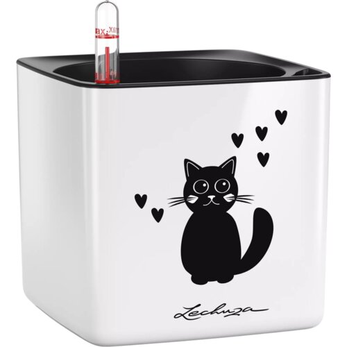 LECHUZA Namizni sadilnik CUBE Glossy CAT 14 - bela visoki sijaj Slike
