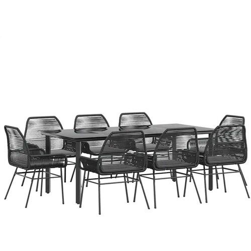  Vrtna garnitura - 8-dijelni vrtni blagovaonski set s jastucima crnog poliratana Crna 200 x 100 x 74 cm 8 Slike