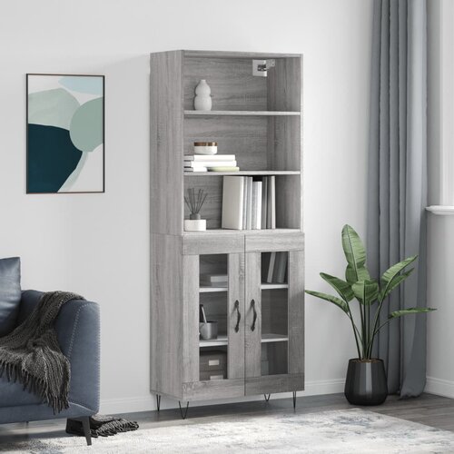 VidaXL Visoka komoda siva sonoma 69,5x34x180 cm inženirski les Slike