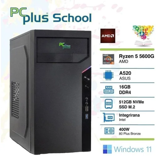 PCPLUS Namizni računalnik School Ryzen 5 5600G 16GB 512GB NVMe SSD Windows 11 PRO