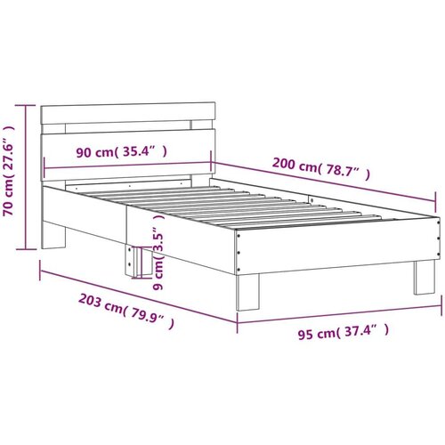 vidaXL Okvir kreveta s uzglavljem bijeli 90 x 200 cm konstruirano drvo Cene