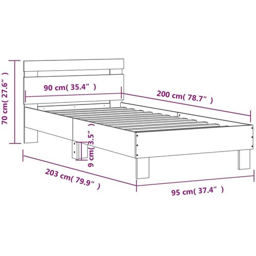 vidaXL Posteljni okvir z vzglavjem bel 90x200 cm inženirski les Cene