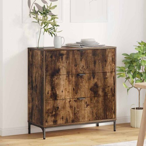 vidaXL Ormarić / Komoda s ladicama Dimljeni hrast 79,5 x 33 x 82 cm Cijene