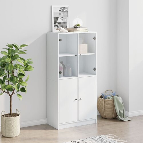  Visoka komoda s vratima bijela 68x37x142 cm konstruirano drvo Slike