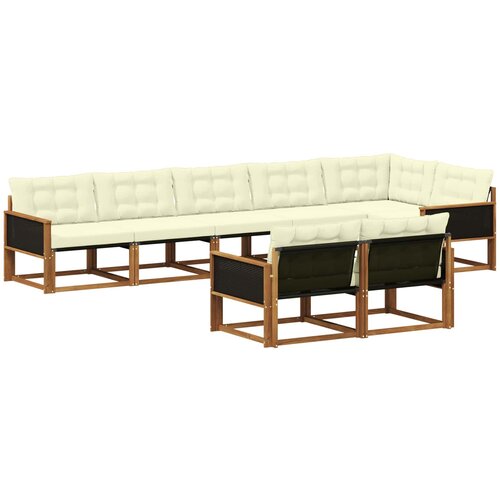vidaXL Zunanja garnitura za sedenje z blazino 8 pcs Naravna in smetana, (5000273069) Cene