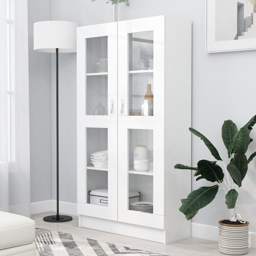 vidaXL Vitrina bela 82,5x30,5x150 cm iverna plošča Cene