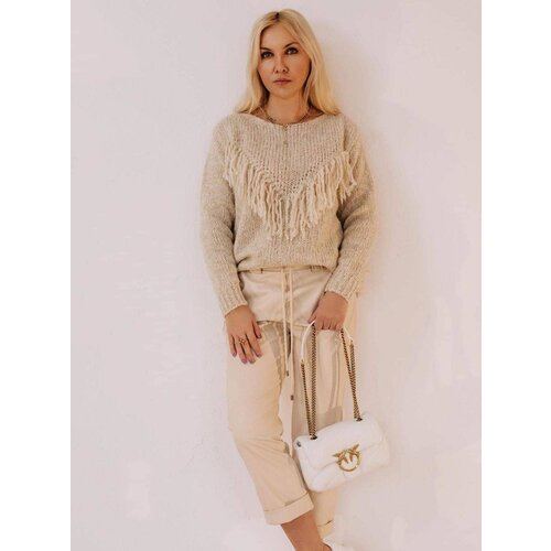 LeMonada Beige eco-leather roll-up legs Slike