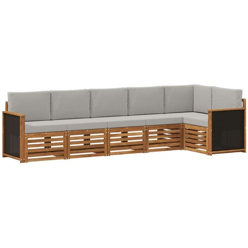 vidaXL Kotna sedežna garnitura z blazino 5 pcs Naravna in svetlo siva, (5000283869) Cene
