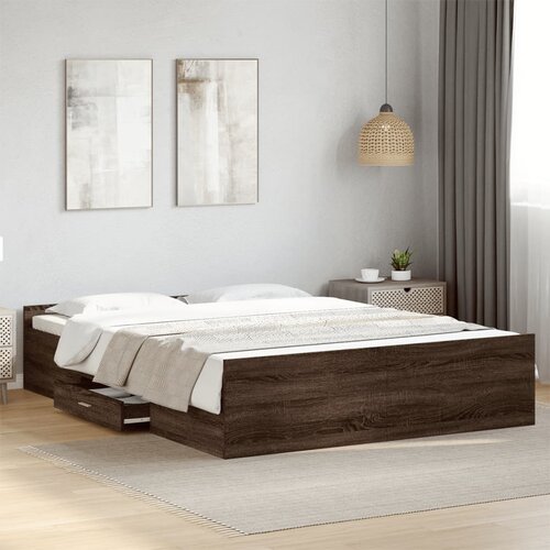Furnova Posteljni okvir s predali rjavi hrast 150x200 cm inž. les, (21939706) Slike
