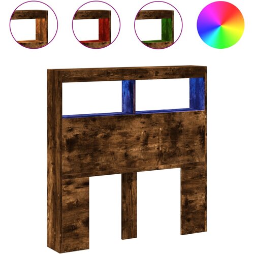 Maison Chic posteljno vzglavje - vzglavna omarica - nočna omarica led dimljeni hrast 100x17x102 cm, (21705474) Slike