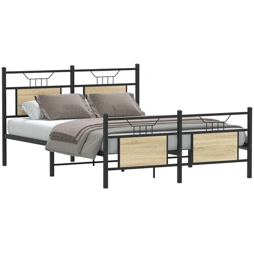  Posteljni okvir brez vzmetnice hrast 137x190 cm inženirski les, (21829263) Slike