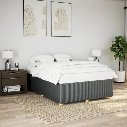 VidaXL Okvir kreveta bez madraca tamnosivi 140 x 200 cm od tkanine Slike