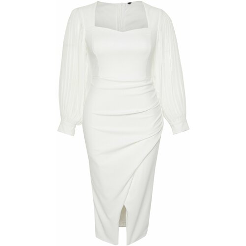 Trendyol curve white finike woven plus size dress Cene