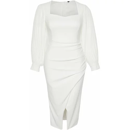 Trendyol Curve White Finike Woven Plus Size Dress