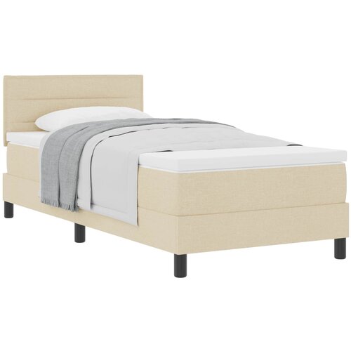  Krevet s opruga kutije s uzglavljem Krema 100 x 200 cm tkanina Slike
