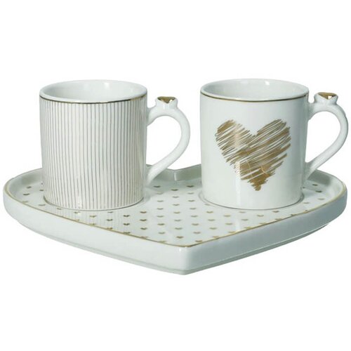 Brandani Set skodelica za kavo na podstavku Amore Mio / srčki / 3 kos / porcelan, (5000199509) Slike