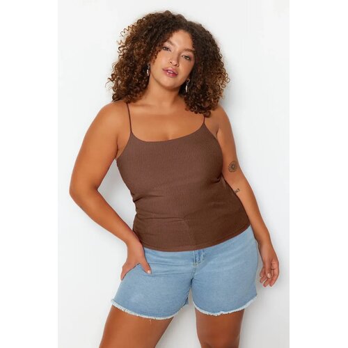 Trendyol Ženska bluza Tbbss23Af00013, Smeđa Slike