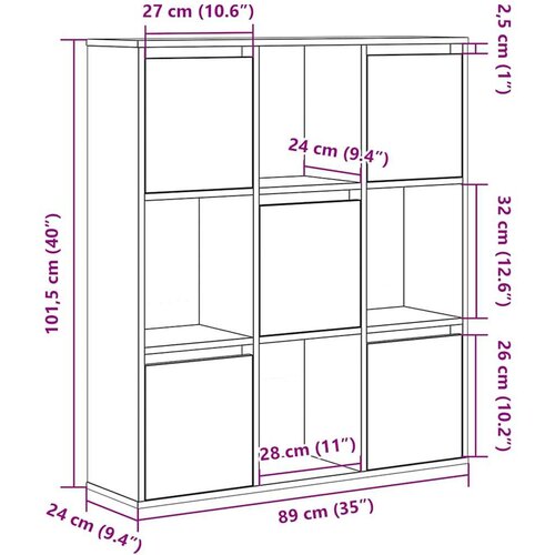  Regal za knjige crni hrasta 89x24x101 5cm od konstruiranog drva Slike