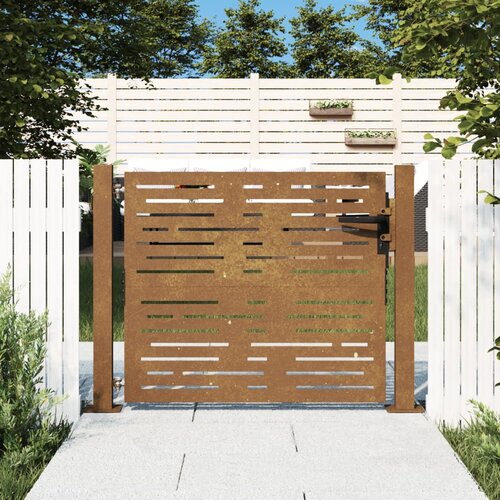 vidaXL Vrtna vrata 105x105 cm corten jeklo kvadraten dizajn Cene