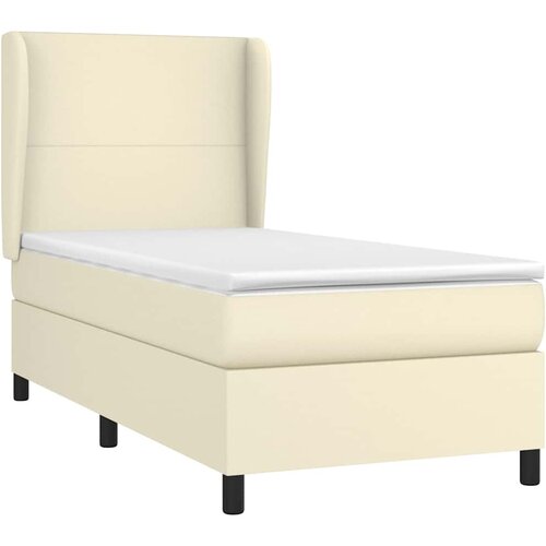  Krevet s oprugama i madracem krem 100x200 cm od umjetne kože Slike