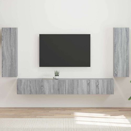  Set omare za televizijo na steni 4 pcs Siva Sonoma, (5000132757) Cene